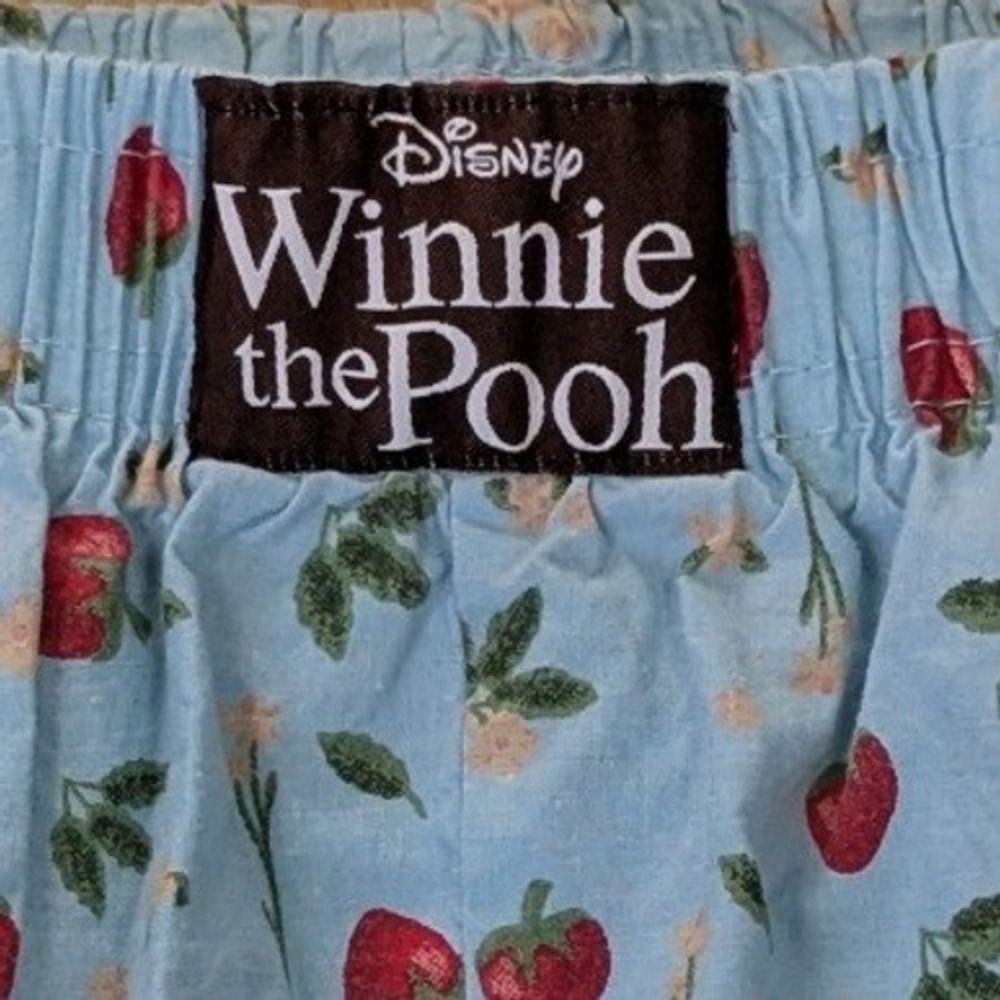 Disney Winnie the Pooh Strawberry Print Pajama Shorts Blue Women Size Large - Picture 2 of 9